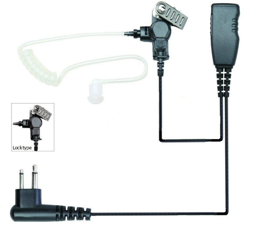 Akustikschlauch-Ohrhörer mit geradem Kabel, Mikrofon und Revers-PTT