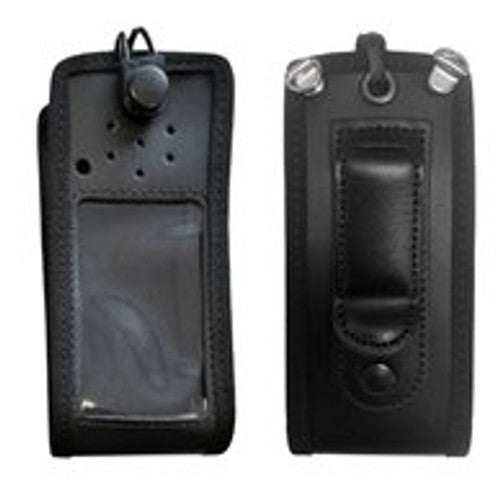 Peter Jones Soft Leather Case with D-Rings and Sprung Belt Clip, Kirisun DP405 / DP485 / DP405S