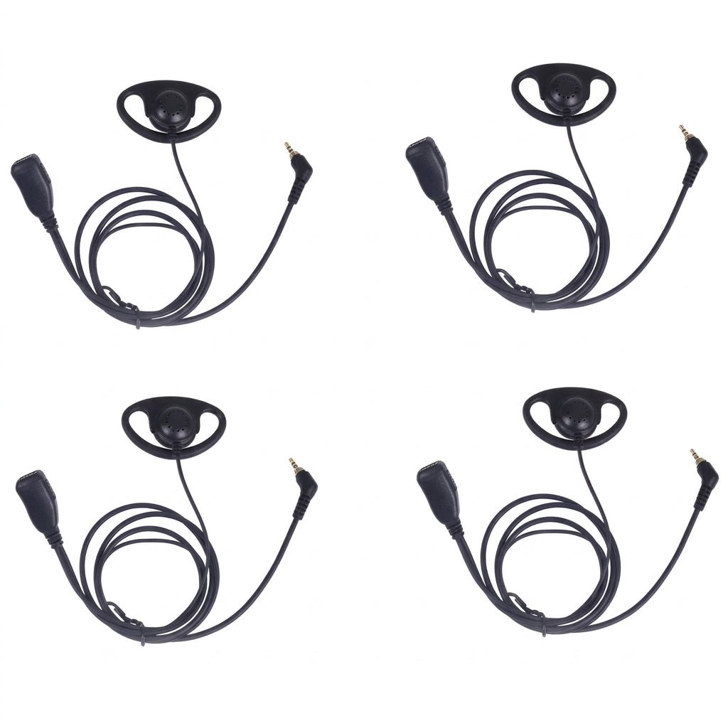 Multi 4 pack Motorola TLKR T62, XT180, XT185, T82 Extreme D Shaped Earpiece with Inline PTT