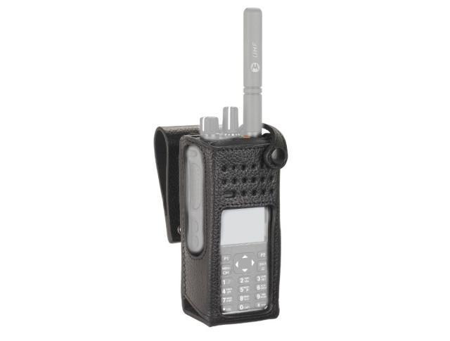 Motorola DP4000/e Funkgeräte-Ledertragetasche mit 3 Zoll drehbarer Gürtelschlaufe für Display-Funkgeräte