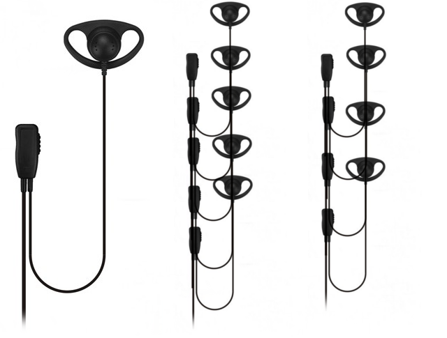 Ten Pack x10 D Shaped Earpiece with Inline PTT For Motorola XT420 & XT460 & R2 & DP1400