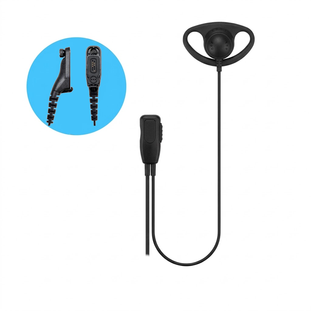 D Shaped Earpiece with Inline PTT for Motorola DP4400e DP4400