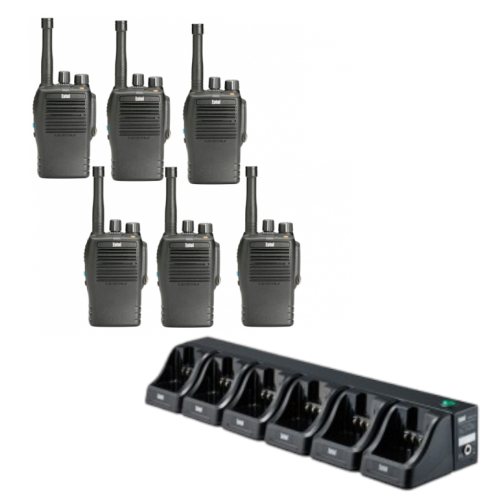 Entel DX482 DMR UHF Two Way Radio with Multi Charger - Six Pack