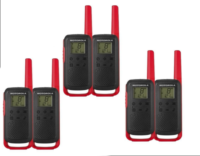 Motorola Walkie Talkie TLKR T62 Funkgerät Sechserpack (Rot)