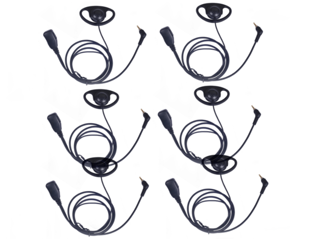 Multipack (6 Stück) Motorola TLKR T62, XT180, XT185 & T82 Extreme D-Ohrhörer mit Inline-PTT