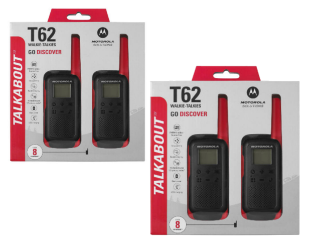 Motorola Walkie Talkie TLKR T62 Funkgerät Quad Pack (Rot)