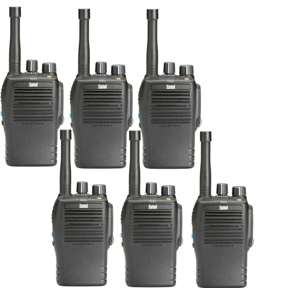 Entel DX446E Digital-/Analog-Lizenzfreies Funkgerät mit Ladegerät – Sechserpack