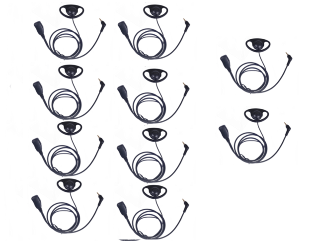 Multi 10er Pack Motorola TLKR T60, XT180, XT185, T82 – D-förmiger Ohrhörer mit Inline-PTT